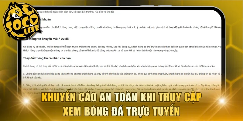 Khuyến cáo an toàn khi truy cập xem bóng đá trực tuyến